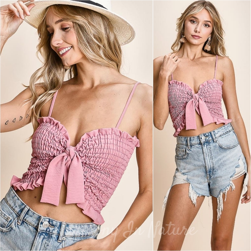 Rosy Ruffle Cropped Cami - Picture 2 of 6